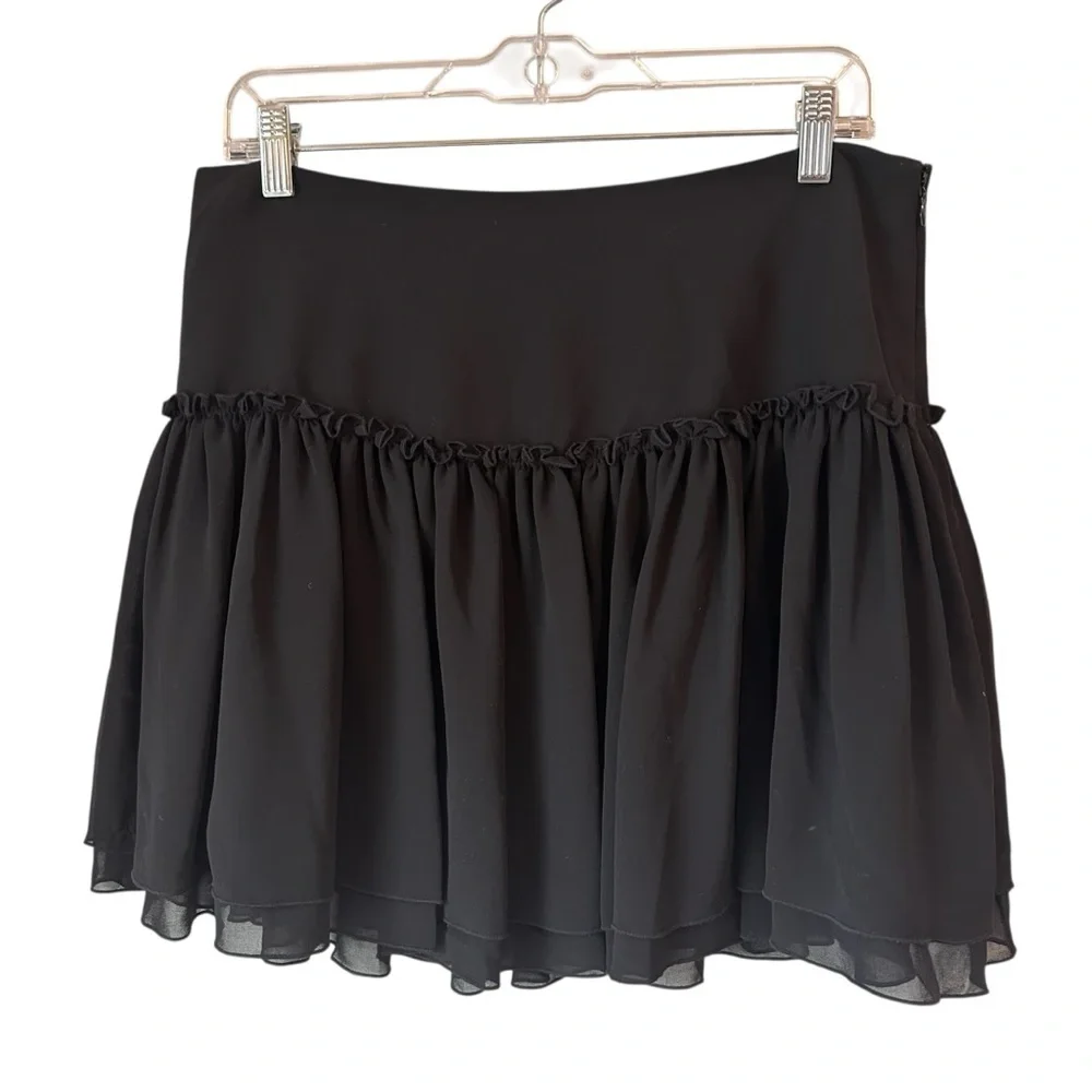 NWT Banana Republic Black Shirred Dropwaist Lined Tiered Ruffle Mini Skirt, 10